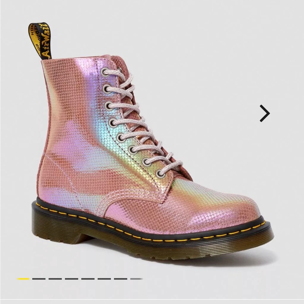 1460 pink  iridescent doc martens. Sold out on line. EUC. I have worn them 1x.